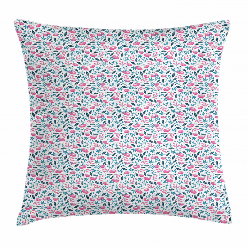 Hand Drawn Leaf Berries Pillow Cover