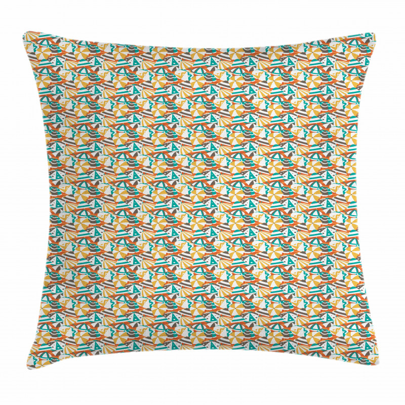 Summer Crowded Beach Pillow Cover