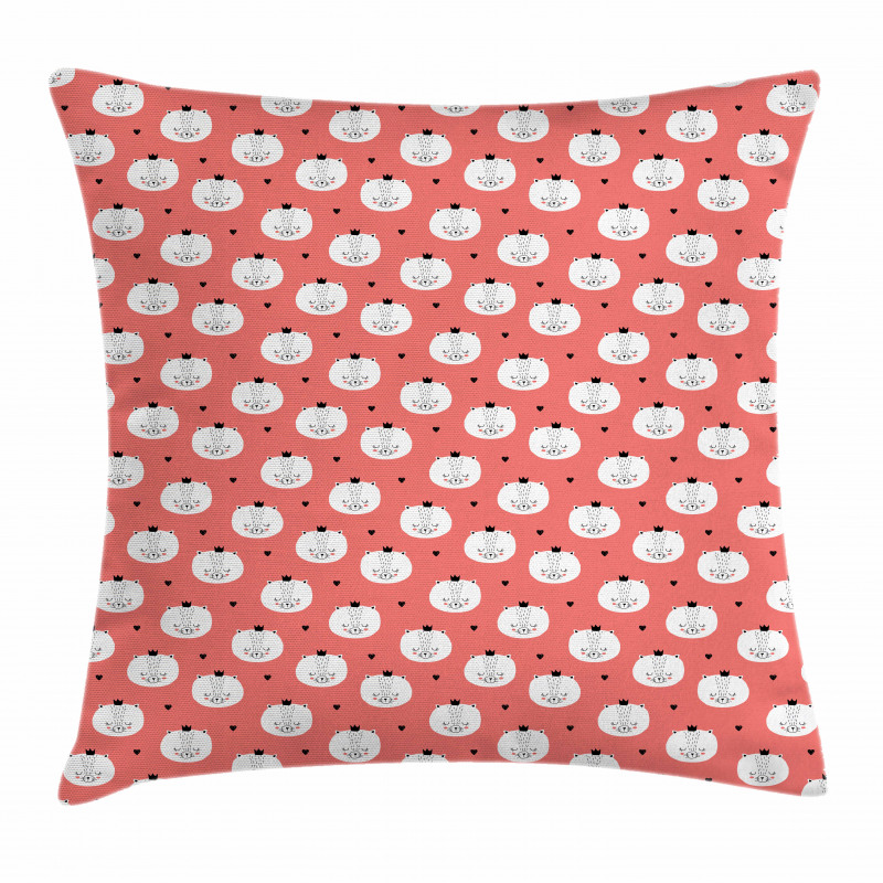Felines Crowns and Hearts Pillow Cover