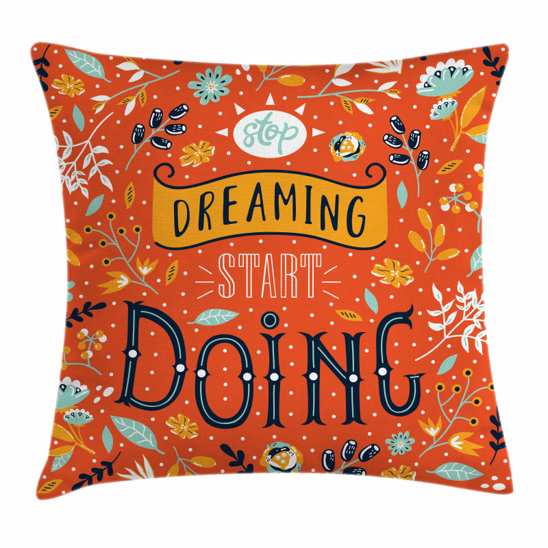Motivational Slogan Leaf Pillow Cover