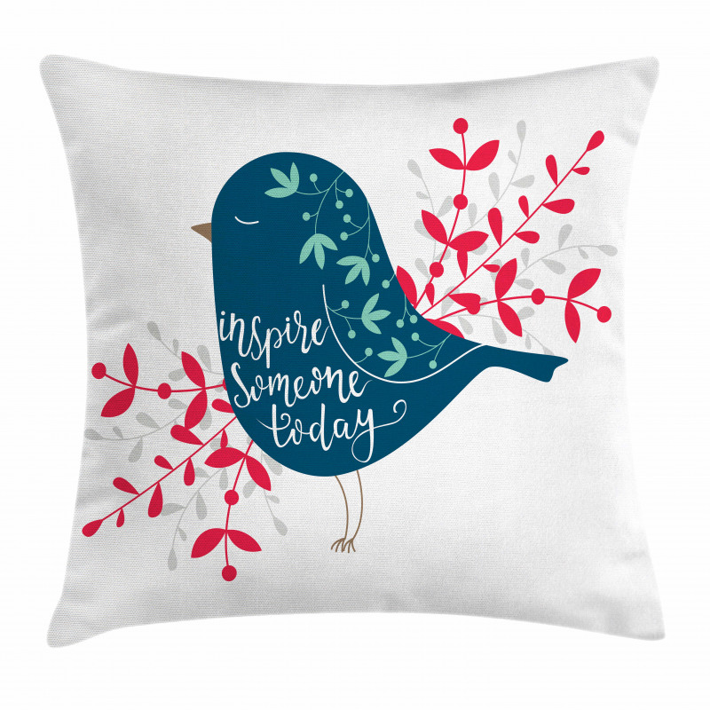Sparrow with Foliage Pillow Cover