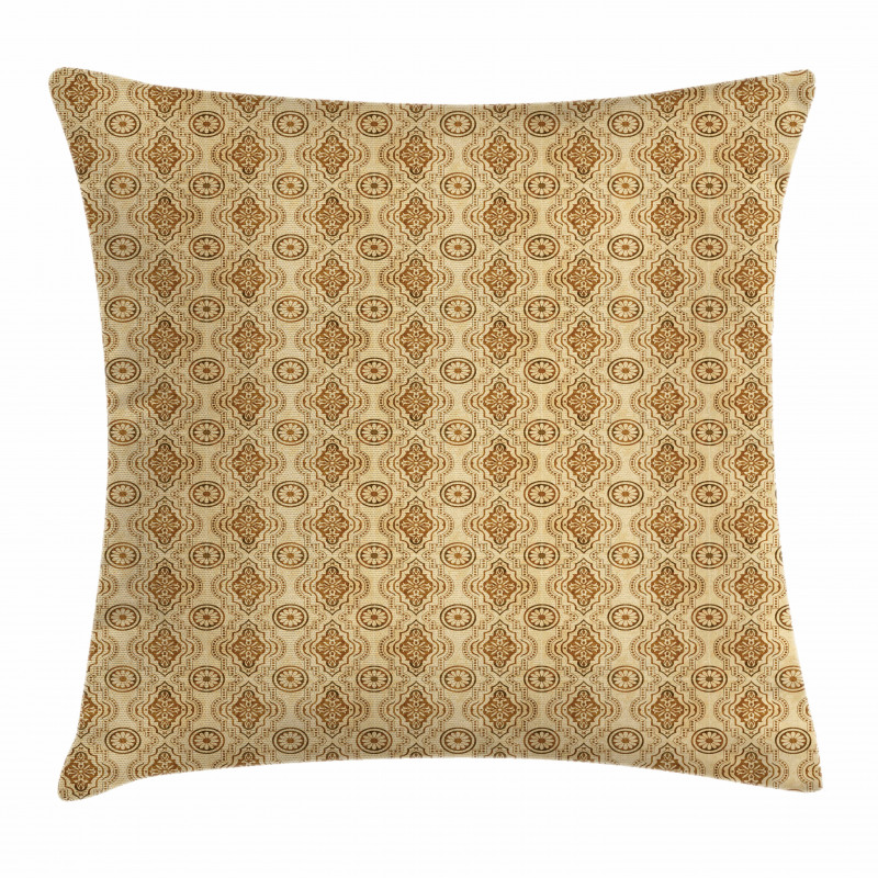 Oriental Curvy Flowers Pillow Cover