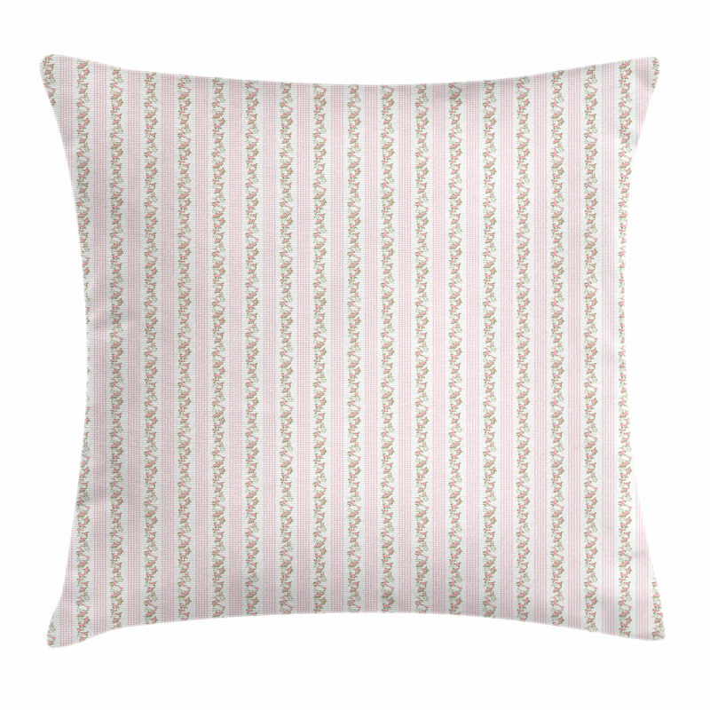 Pastel Flora and Stripes Pillow Cover