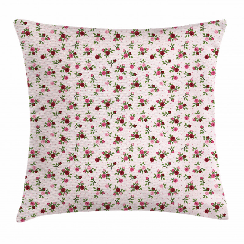 Rose Bouquet on Polka Dots Pillow Cover