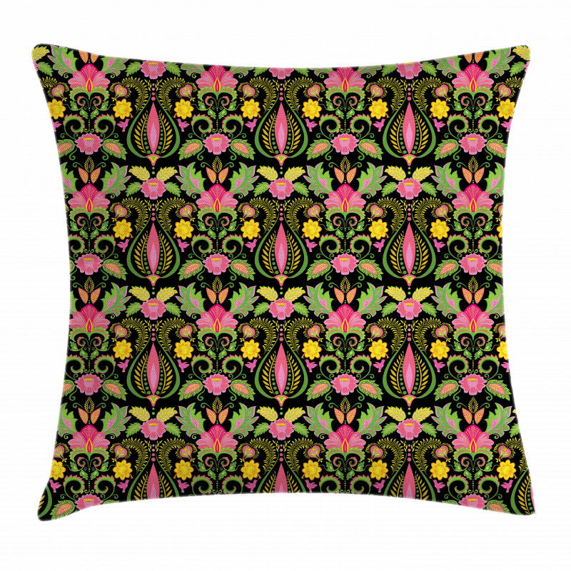 Exotic Flowers Feathers Pillow Cover