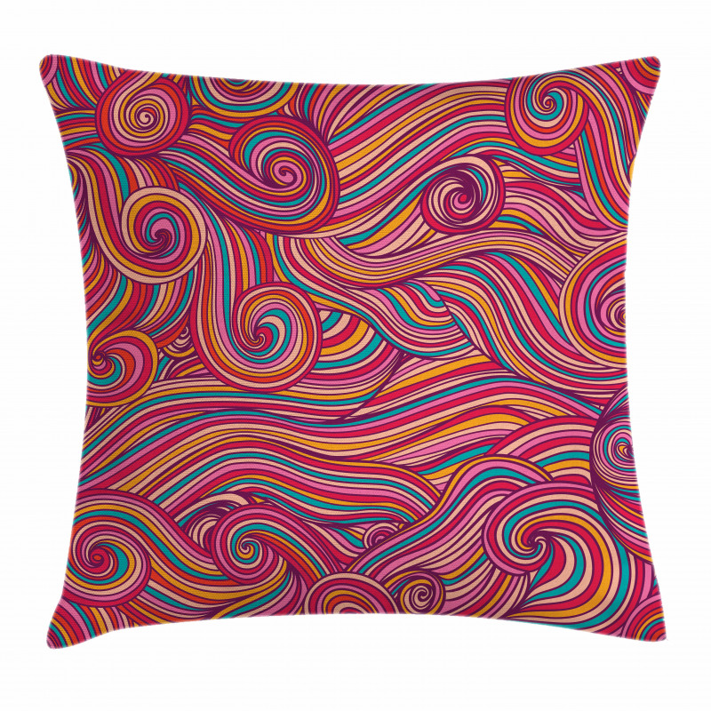 Colorful Vibrant Waves Pillow Cover