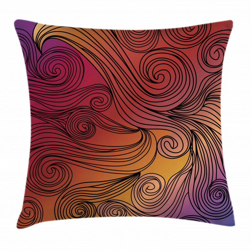 Doodle Waves with Stripes Pillow Cover