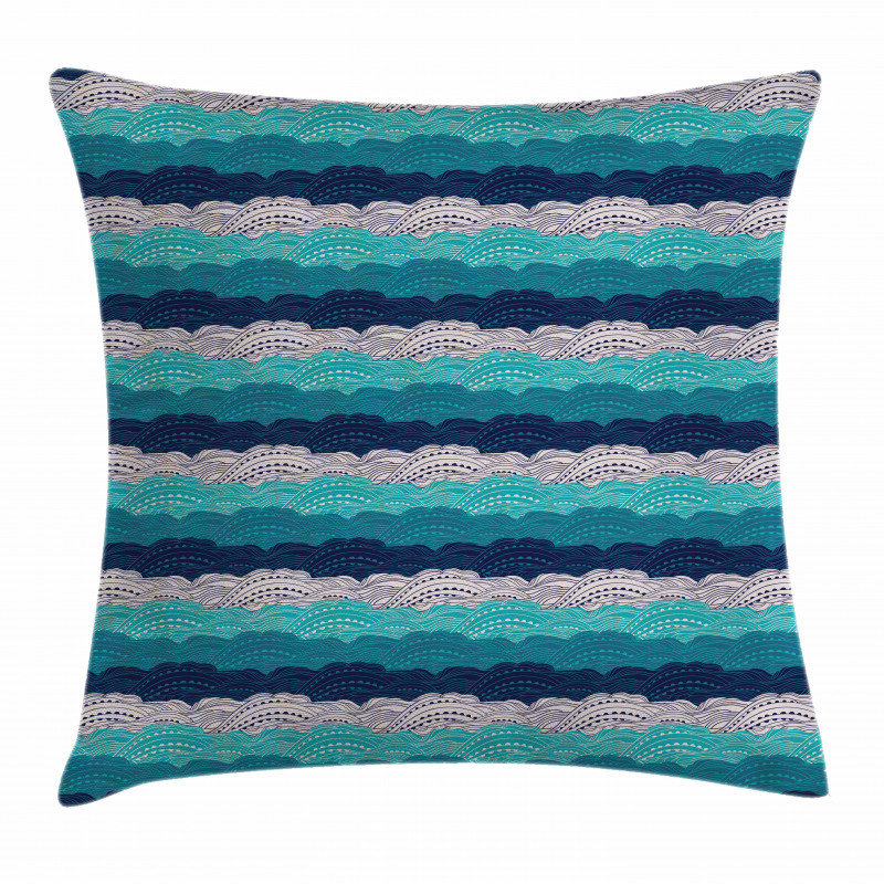 Ornamental Waves in Blue Tones Pillow Cover