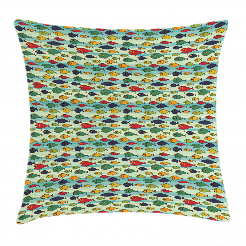 Hungry Piranhas in Ocean Pillow Cover