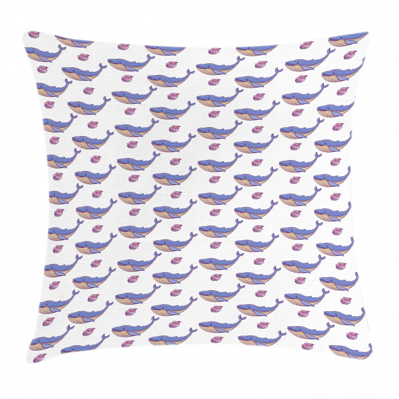 Jolly Blue Whale Seashell Pillow Cover