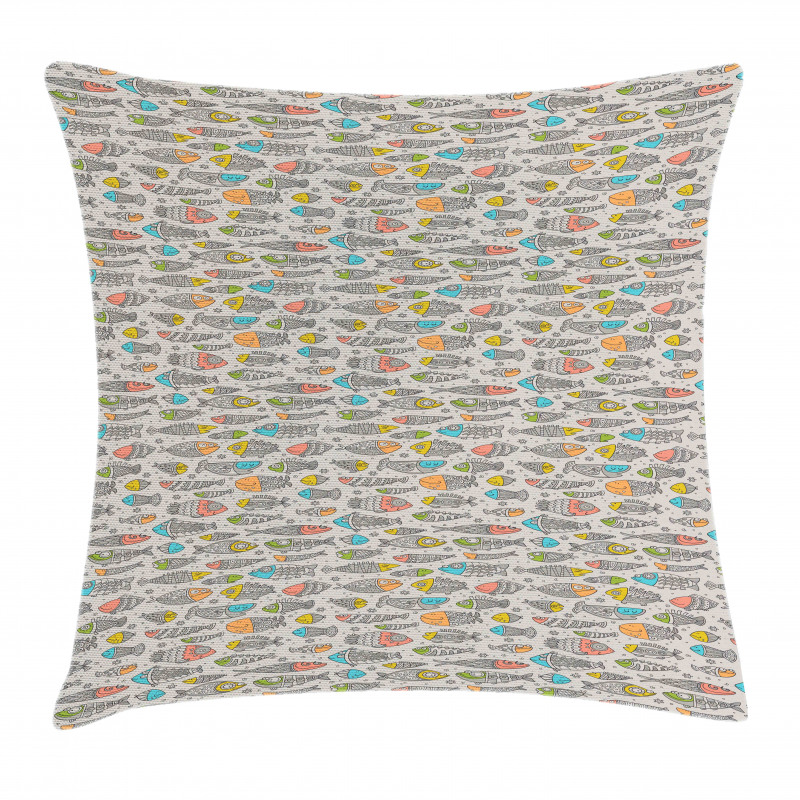 Doodle Underwater Creature Pillow Cover