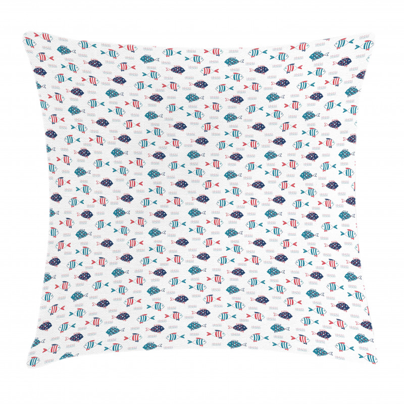 Doodle Fish and Waves Pillow Cover