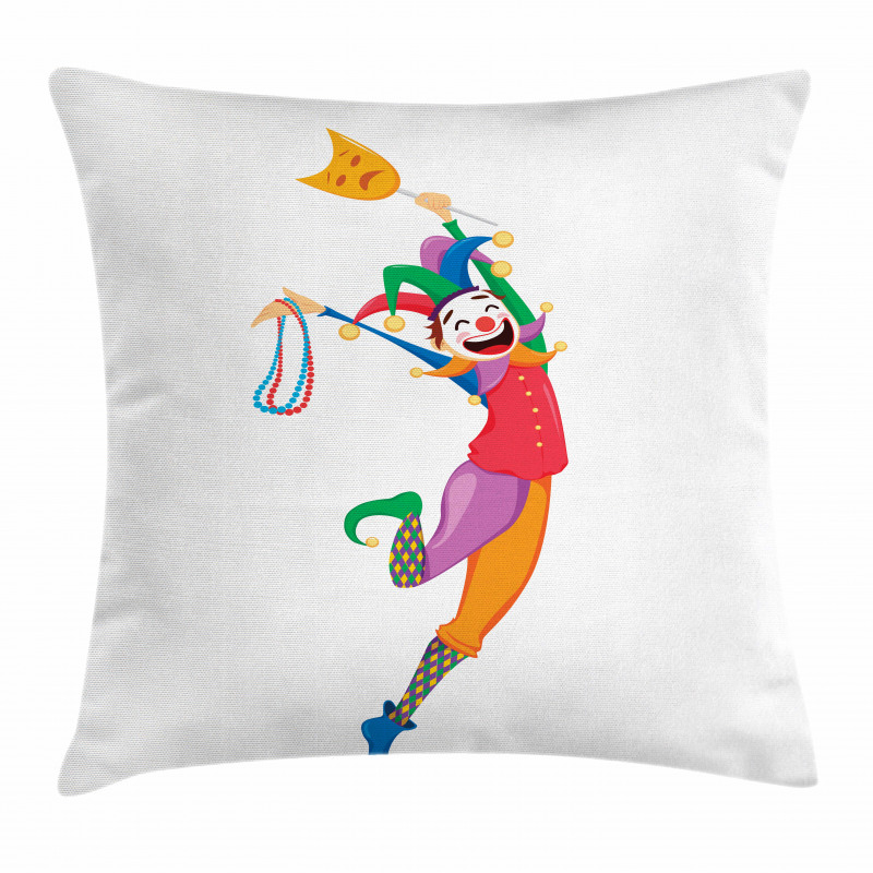 Jester with a Mask Pillow Cover