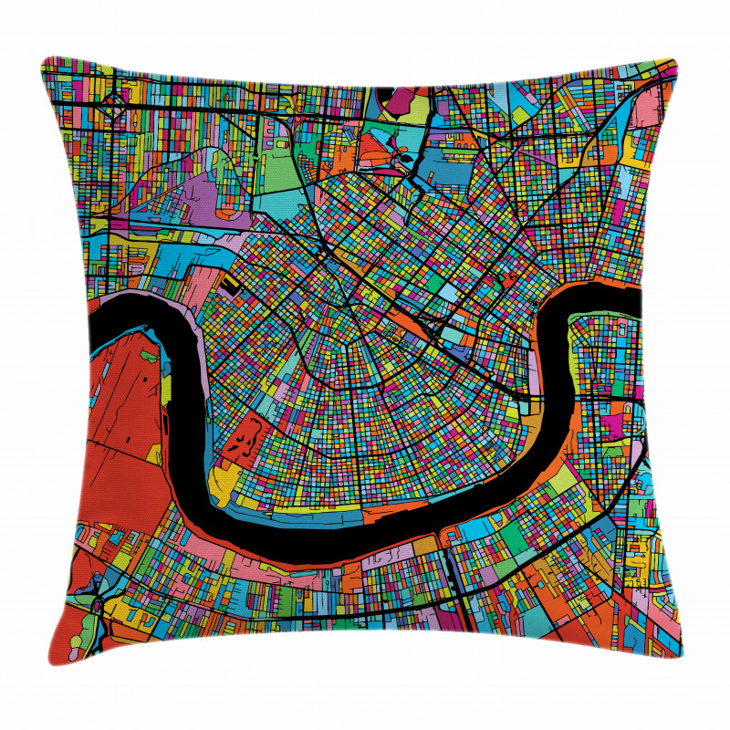 Colorful City Map Pillow Cover