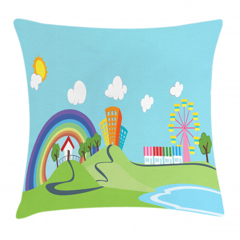 Cartoon Village Pillow Cover