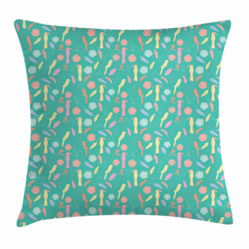 Exotic Birds Flowers Pillow Cover
