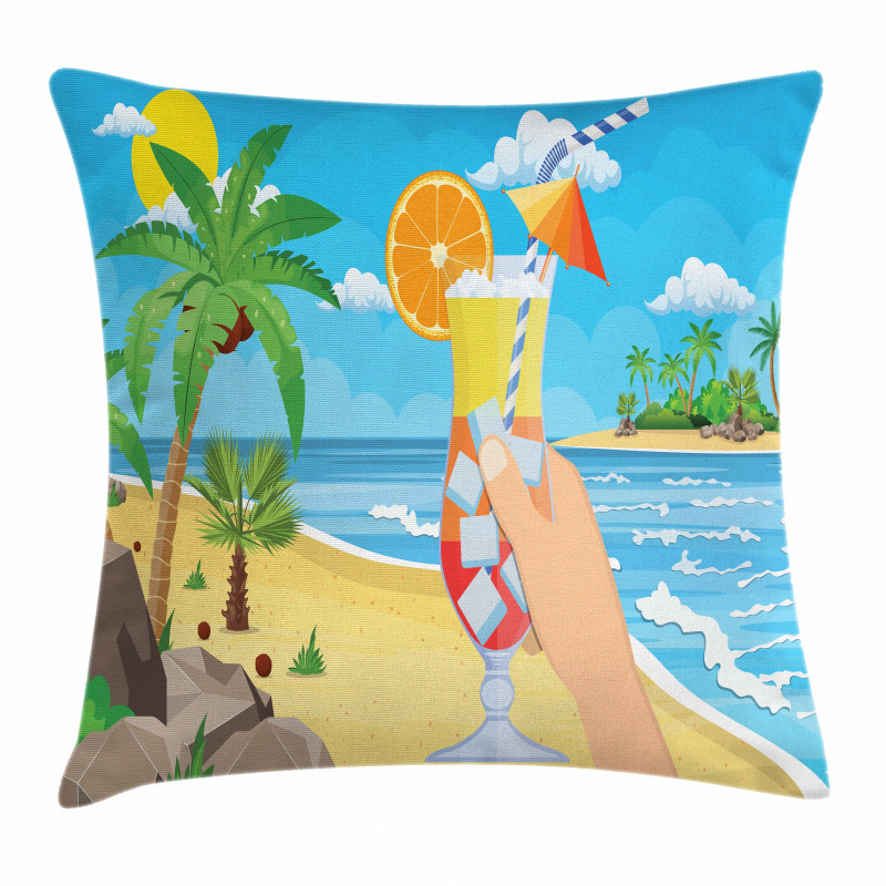 Tropical Cocktail Glass Pillow Cover