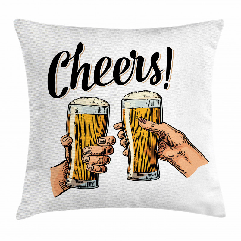 2 Hands Beer Cheers Pillow Cover