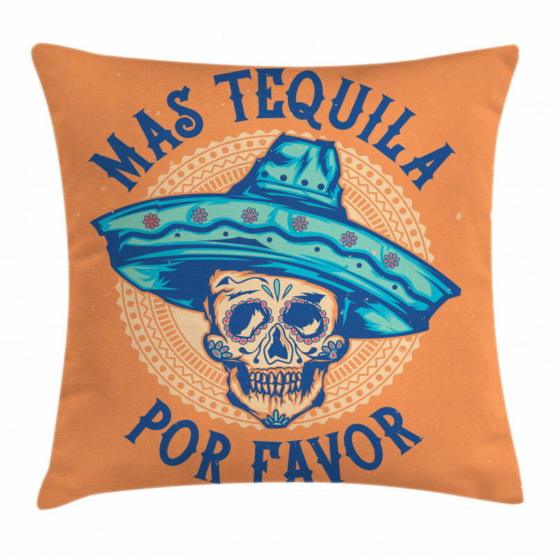 Skull Sombrero Tequila Pillow Cover