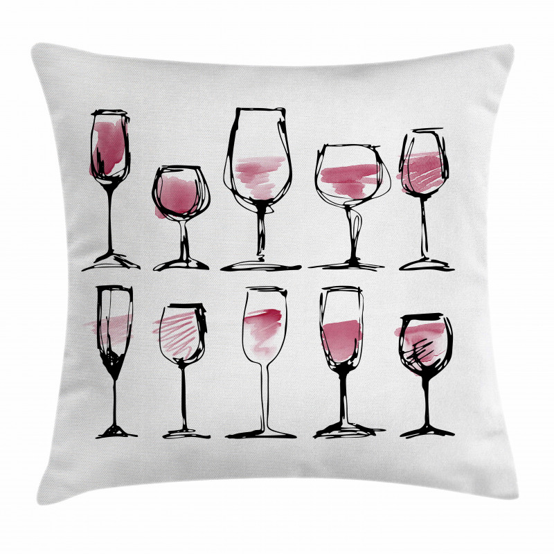 Sketch Wine Glasses Pillow Cover