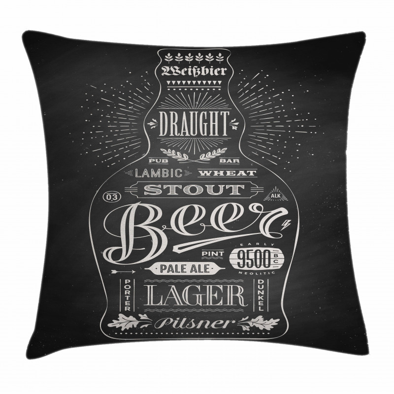 Beer Bottle Lettering Pillow Cover