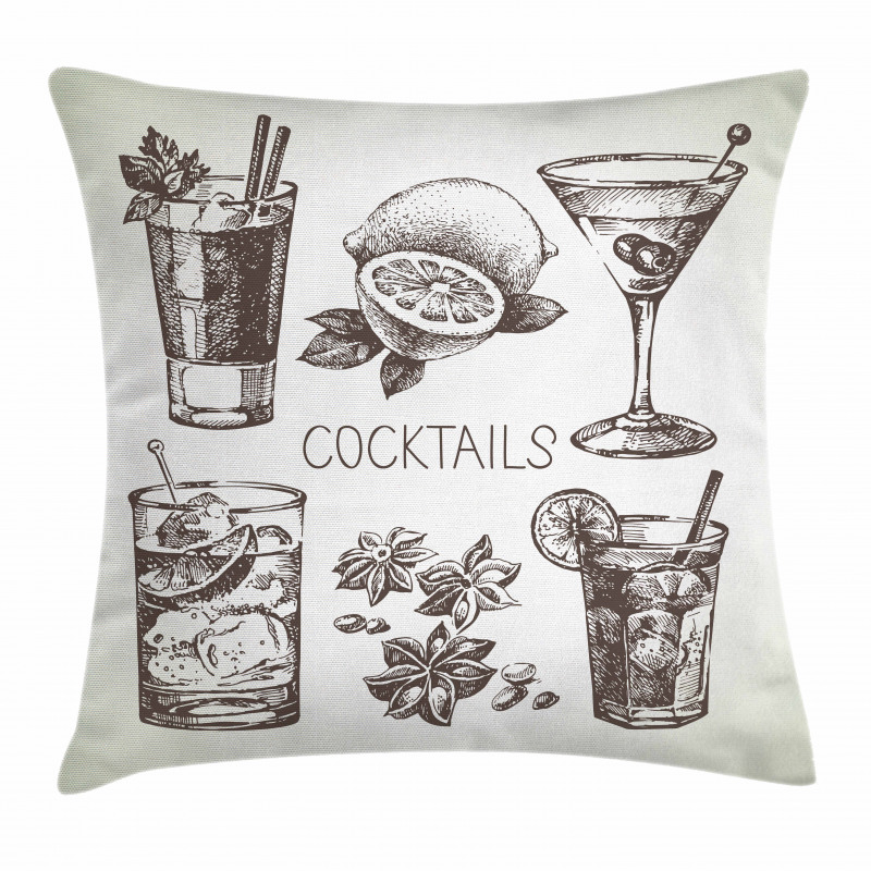 Vintage Sketch Beverage Pillow Cover