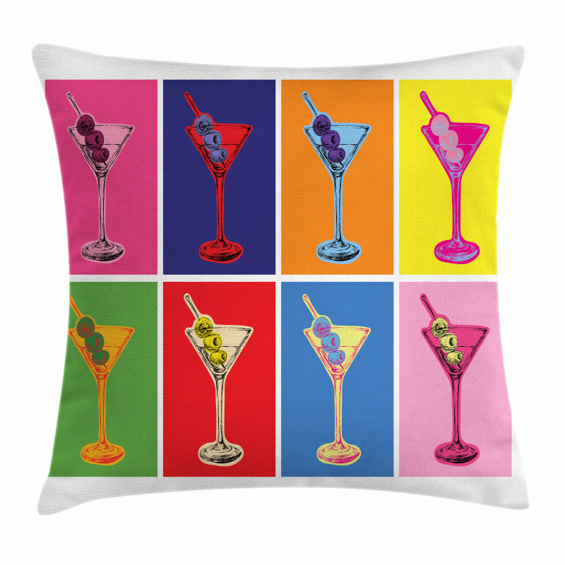 Colorful Martini Glass Pillow Cover