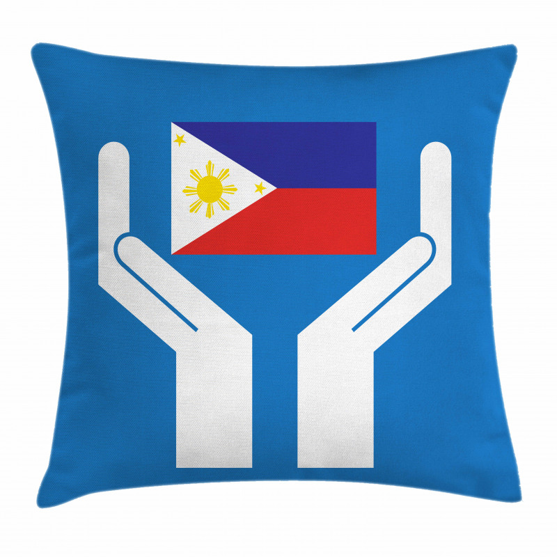 Hands Showing Flag Pillow Cover