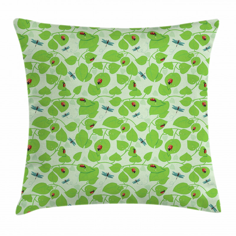 Green Nature Insects Pillow Cover