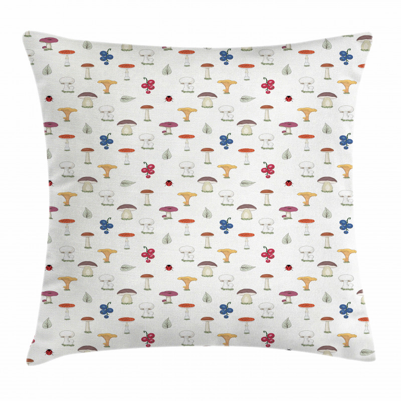 Button Wild Mushrooms Pillow Cover