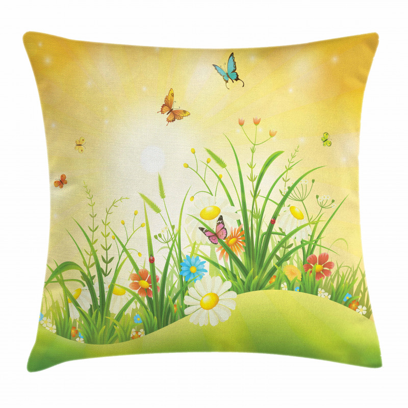 Colorful Meadow Scenery Pillow Cover