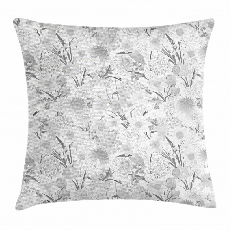 Monochrome Bouquet Leaf Pillow Cover
