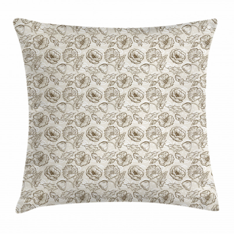 Contour Flowers Curls Pillow Cover