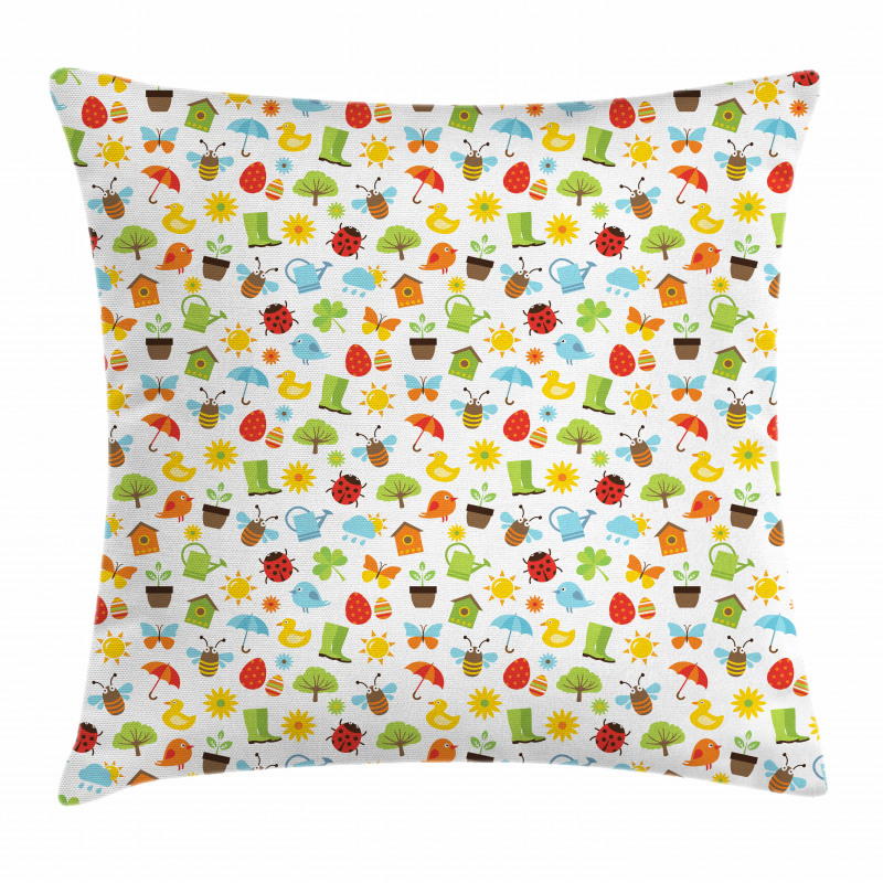 Seasonal Birds and Bees Pillow Cover