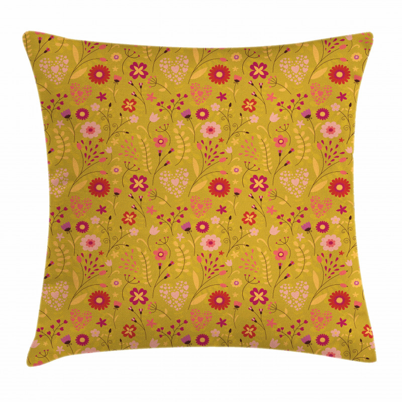 Heart Shapes Foliage Pillow Cover