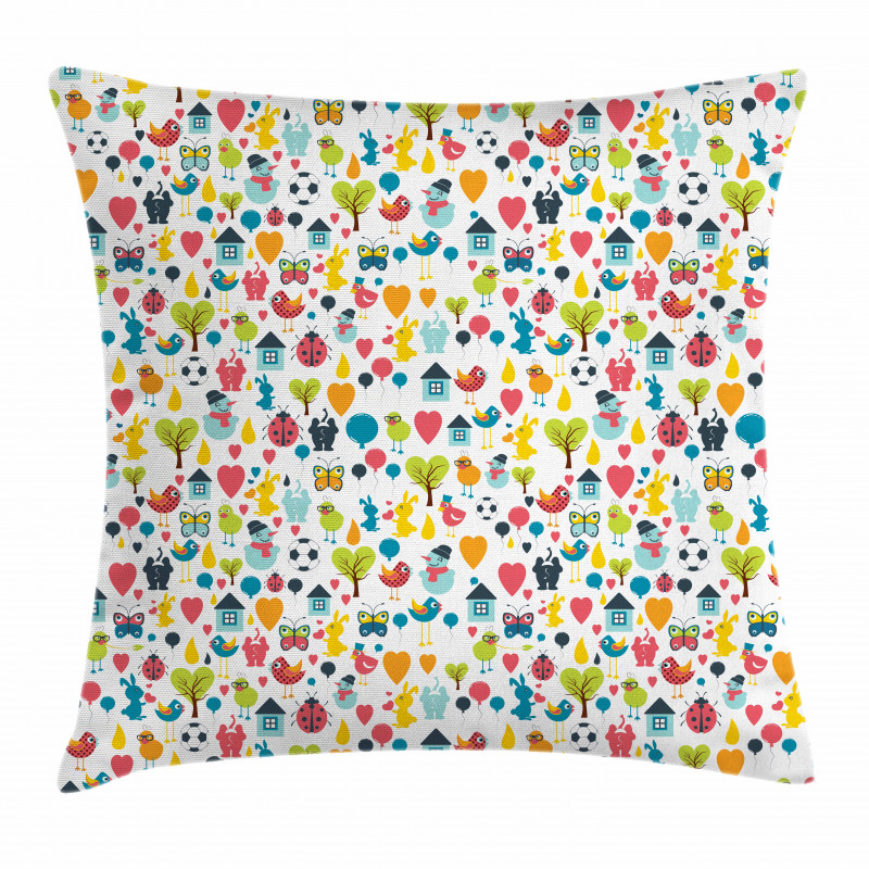 Cartoon Elements Birds Pillow Cover