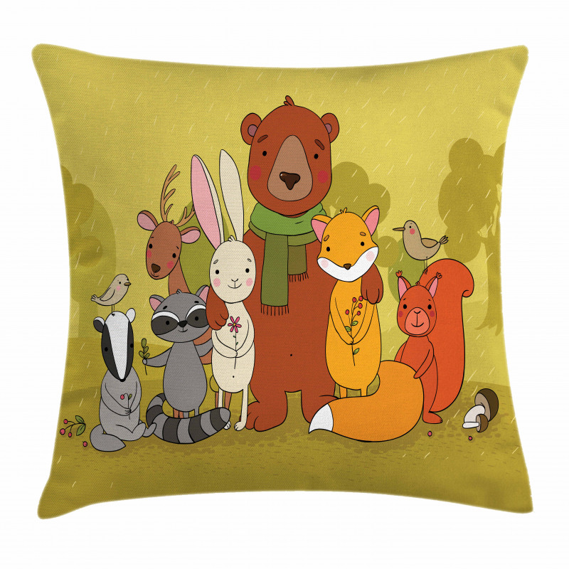 Wild Animals Friends Pillow Cover