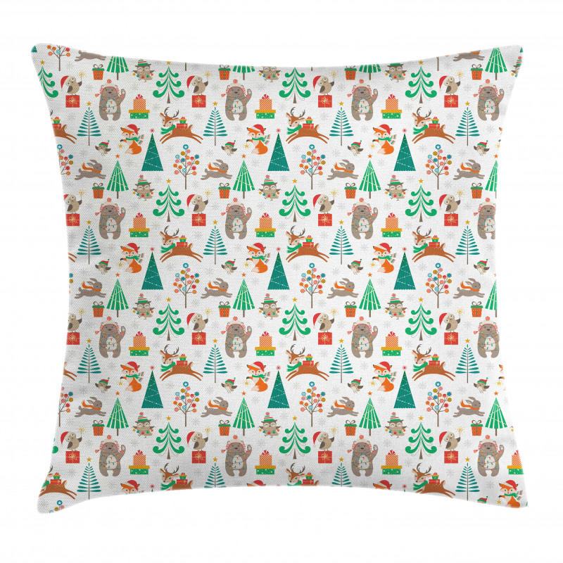 Tree Presents Animals Pillow Cover