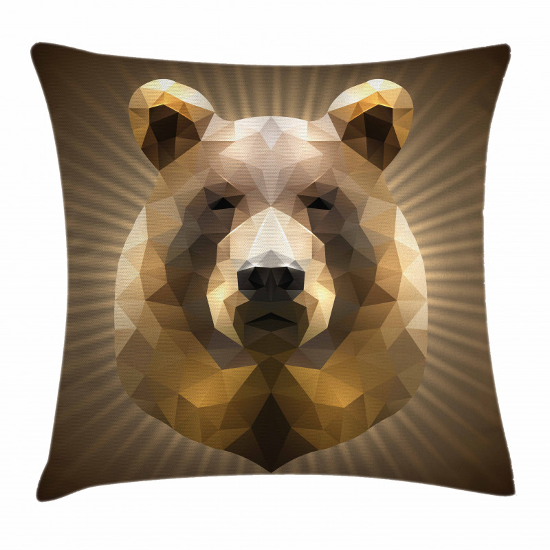 Geometric Grizzly Portrait Pillow Cover
