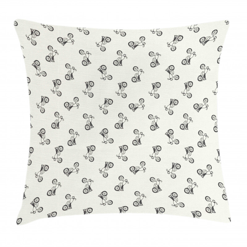 Doodle Style Bikes Pillow Cover