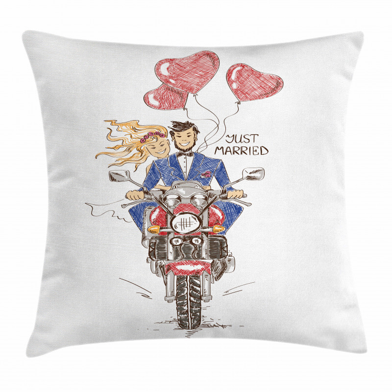 Wedding on Bike Pillow Cover