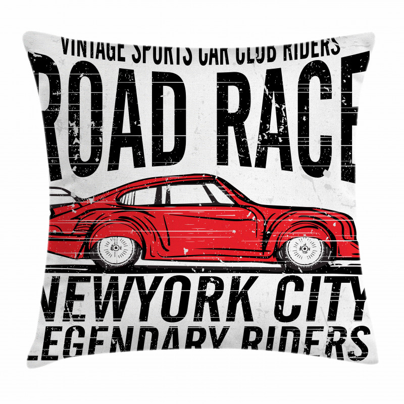 Vintage Sports Race Theme Pillow Cover