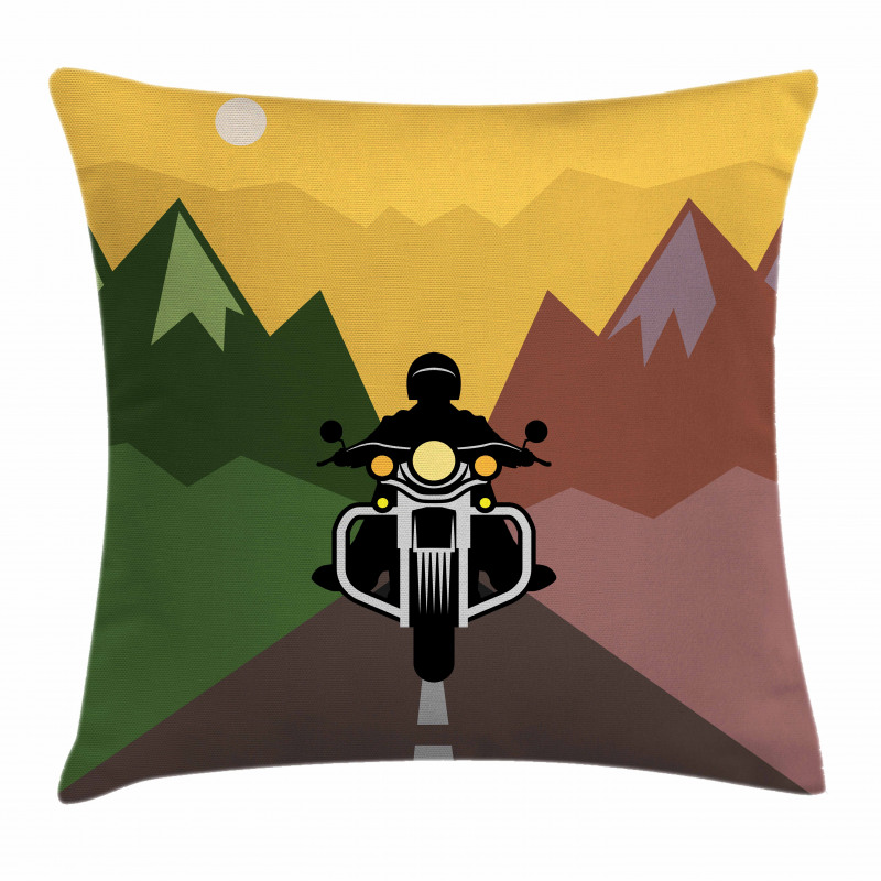 Rider in Mountains Pillow Cover