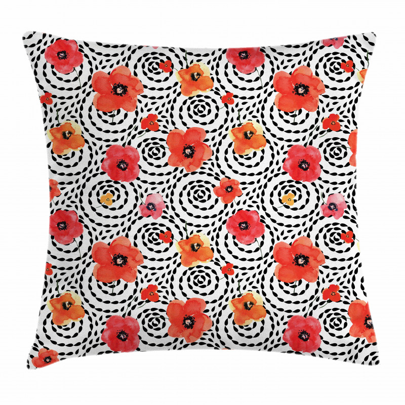 Watercolor Petals Spirals Pillow Cover