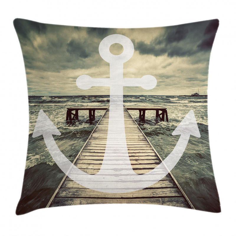 Anchor Ocean Waves Pillow Cover