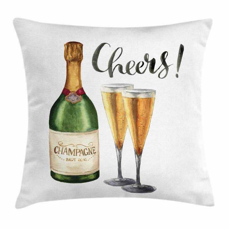 Watercolor Cheers Sketch Pillow Cover