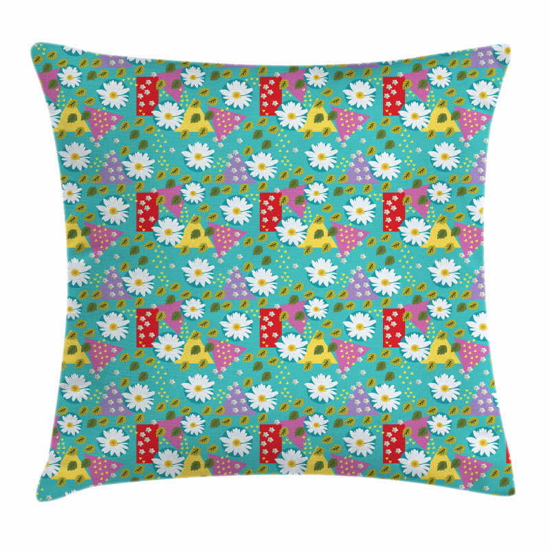 Blossoming Daisies Leaves Pillow Cover