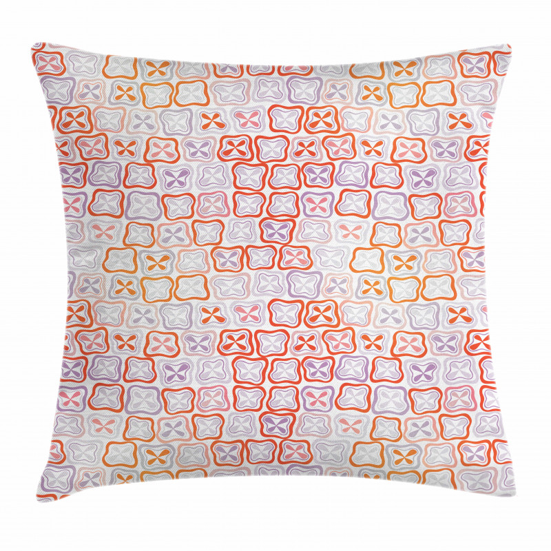 Four-Petal Abstract Flowers Pillow Cover