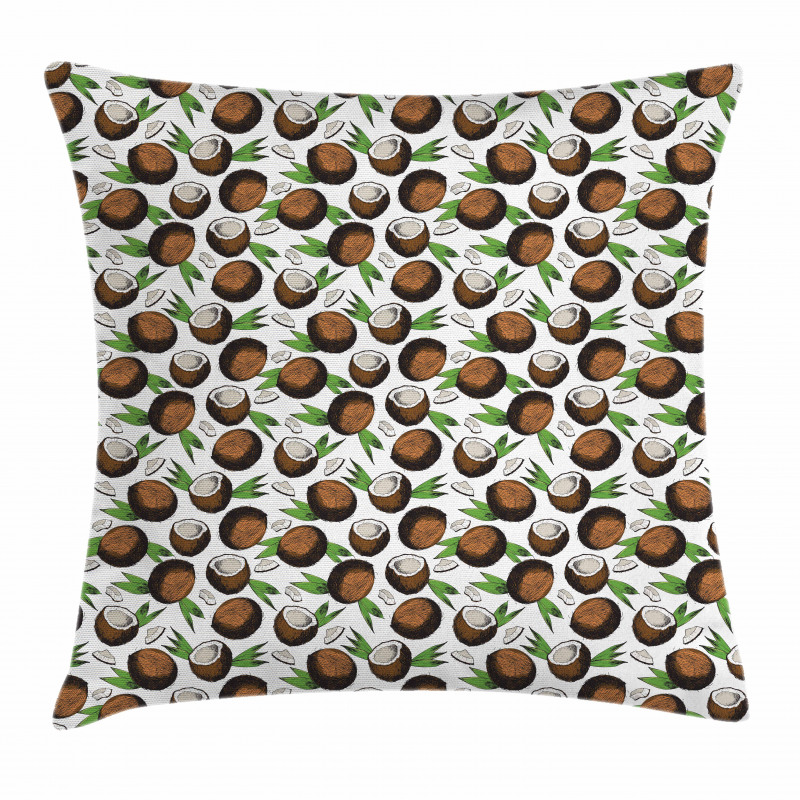 Coconuts Leaves Sketch Pillow Cover