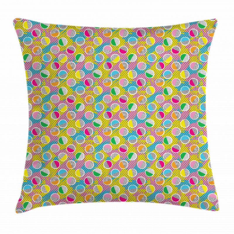 Memphis Style Circles 80s Pillow Cover